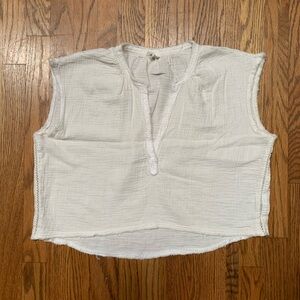 Aerie Pool-To-Party Cropped Shirt (White/XS)